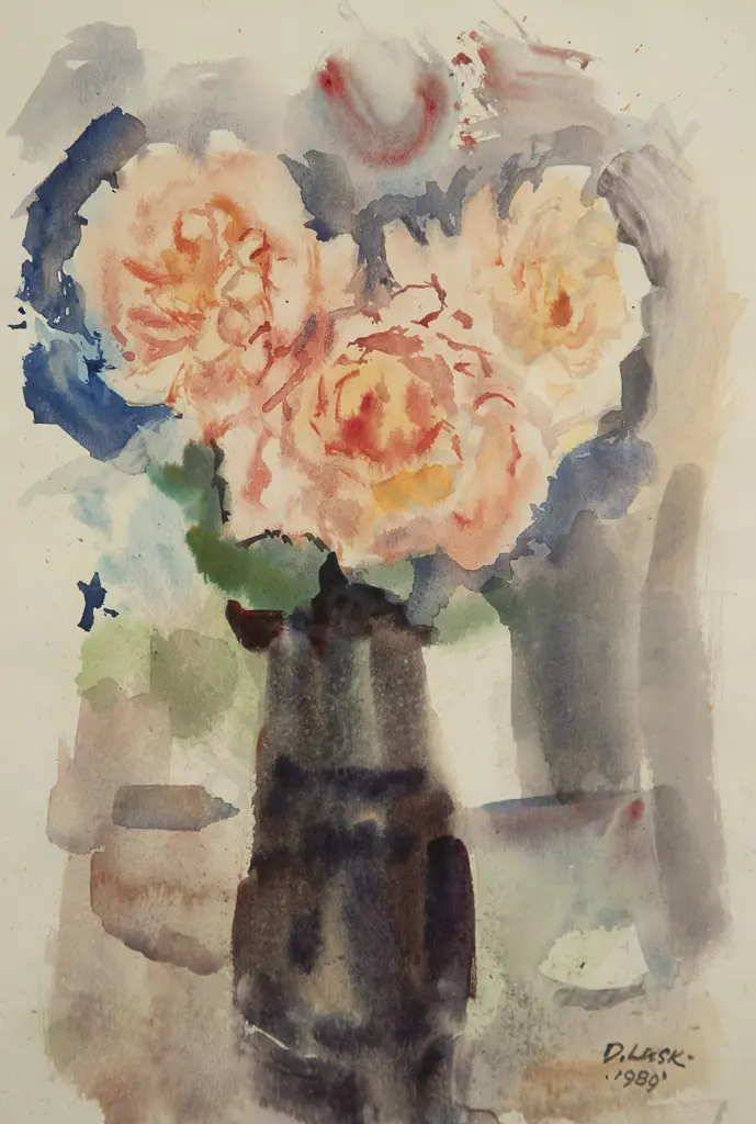 Doris Lusk (1916-90) - Still Life with Pink Roses Image 1++