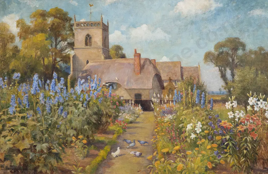 Florence Fitzgerald (British 1857-1927) - An Old Church in Kent Image 1++
