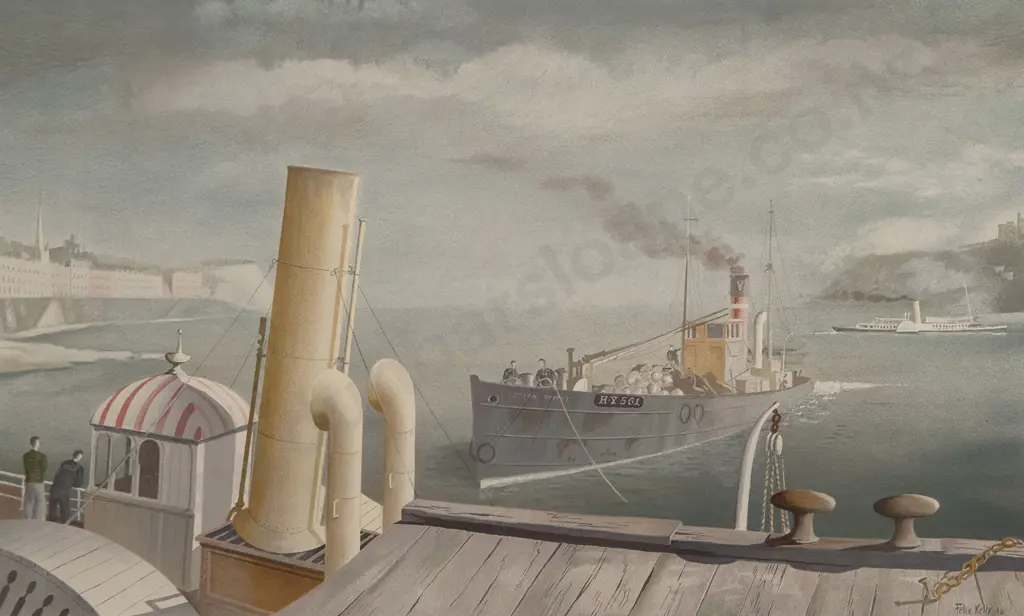 Felix Kelly (1914 - 1994) - Drifter and Paddle Steamer Image 1++