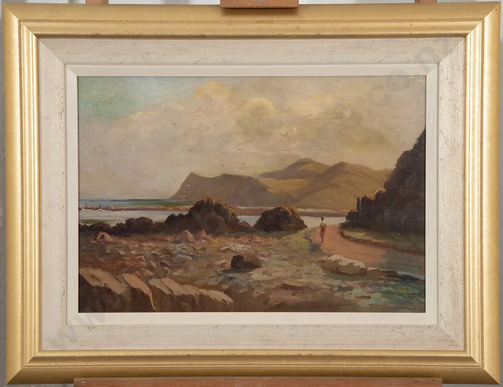 Ernest W Christmas (1863-1918) - Riding the Coast Road Wellington Harbour Image 1++
