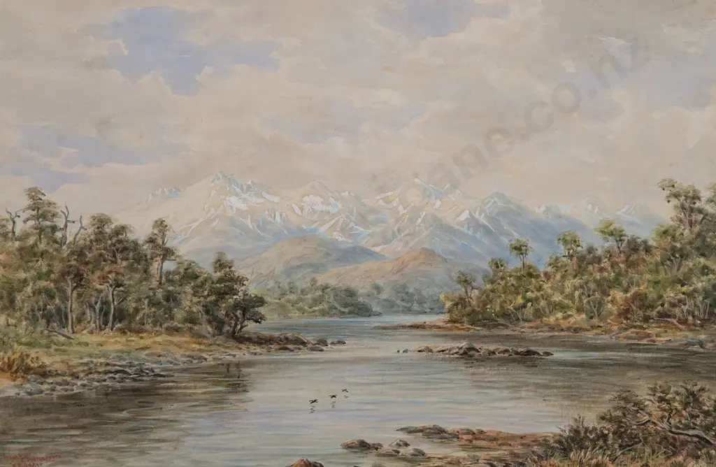 W G Baker (1864-1929) - Waiau River Lake Manapouri Image 1++