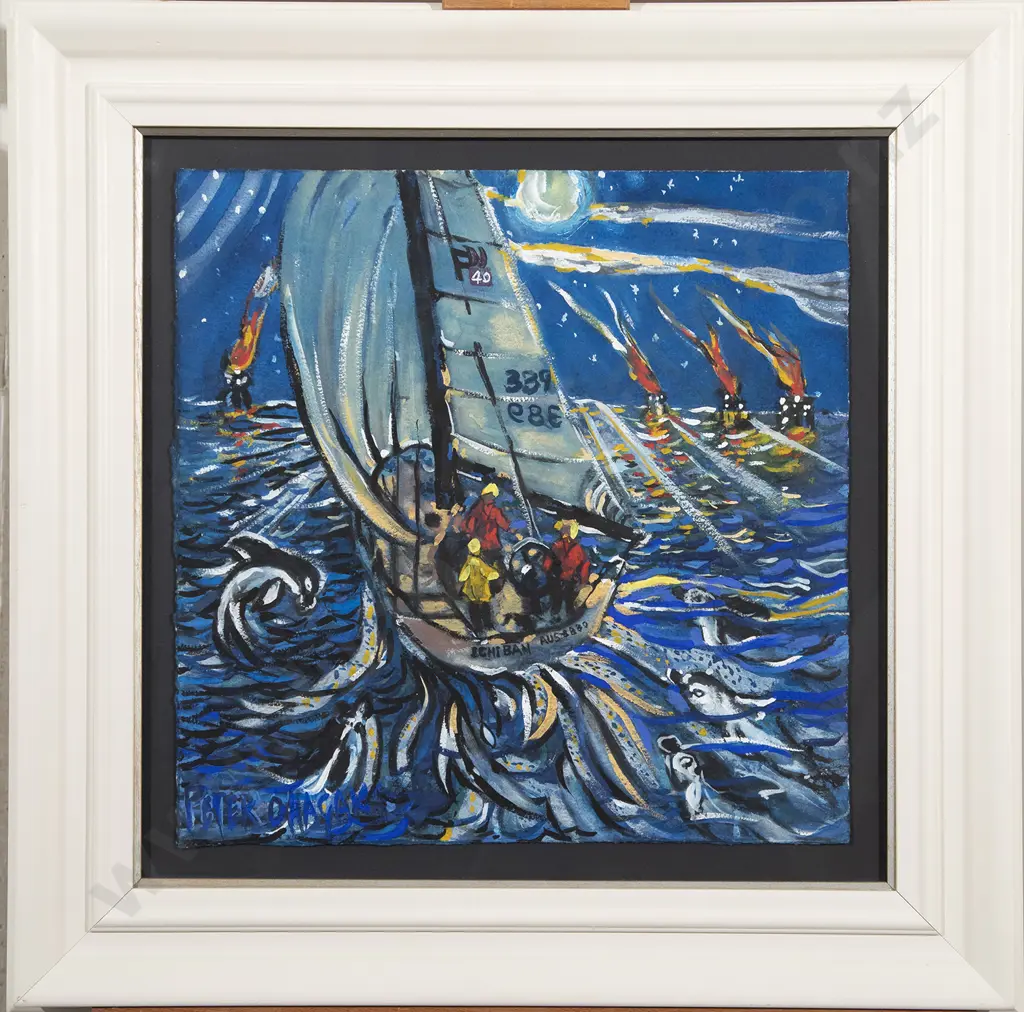 Peter O'Hagan (1942-2013) - Night: Returning 'Ichi Ban' to its Home Port after the Sydney to Hobart Image 1++