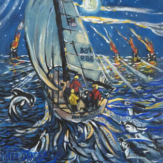 Peter O'Hagan (1942-2013) - Night: Returning 'Ichi Ban' to its Home Port after the Sydney to Hobart