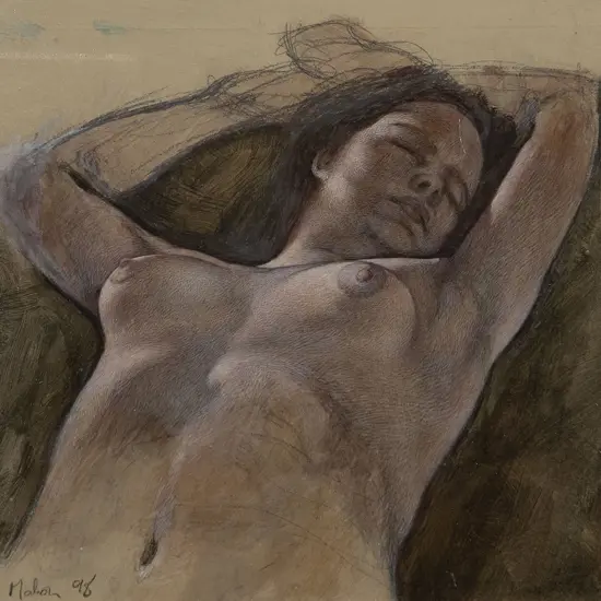 Sam Mahon (b 1954) - Study in Blue