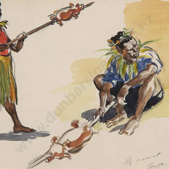 Russell Clark (1905-66) - Pig Roast Tonga