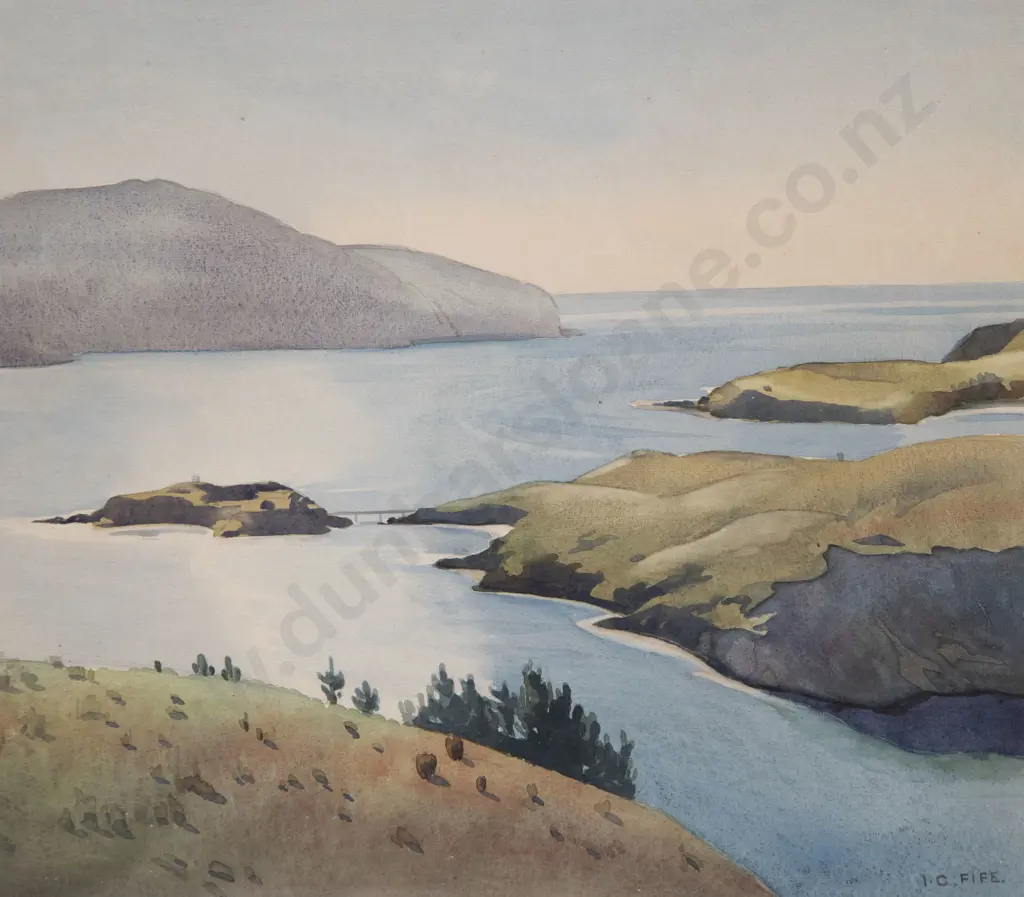 Ivy Fife (1905-76) - Ripapa Island Lyttelton Harbour Image 1++