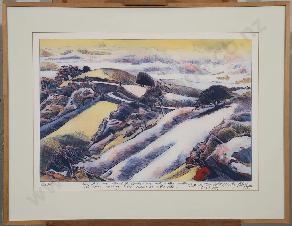 Stanley Palmer (b 1936) - 'There ahead was stretched the sandy road with shallow puddles...' Image 1++