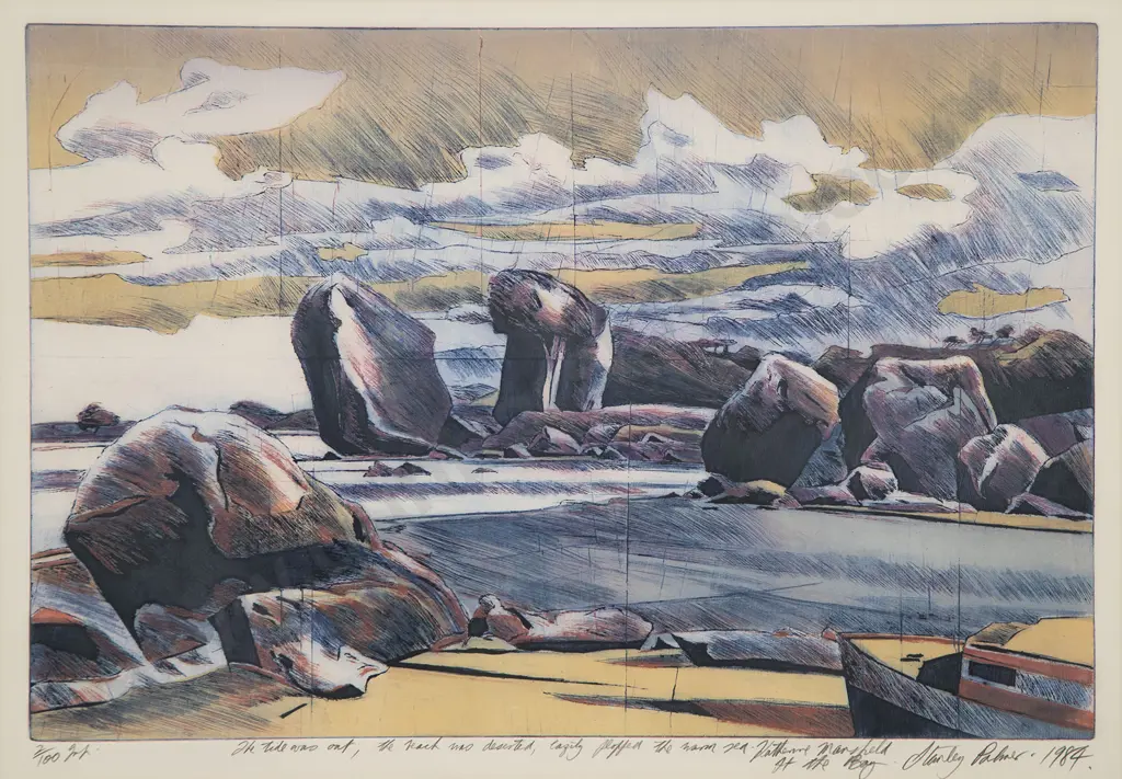 Stanley Palmer (b 1936) - 'The tide was out; the beach deserted...' Image 1++