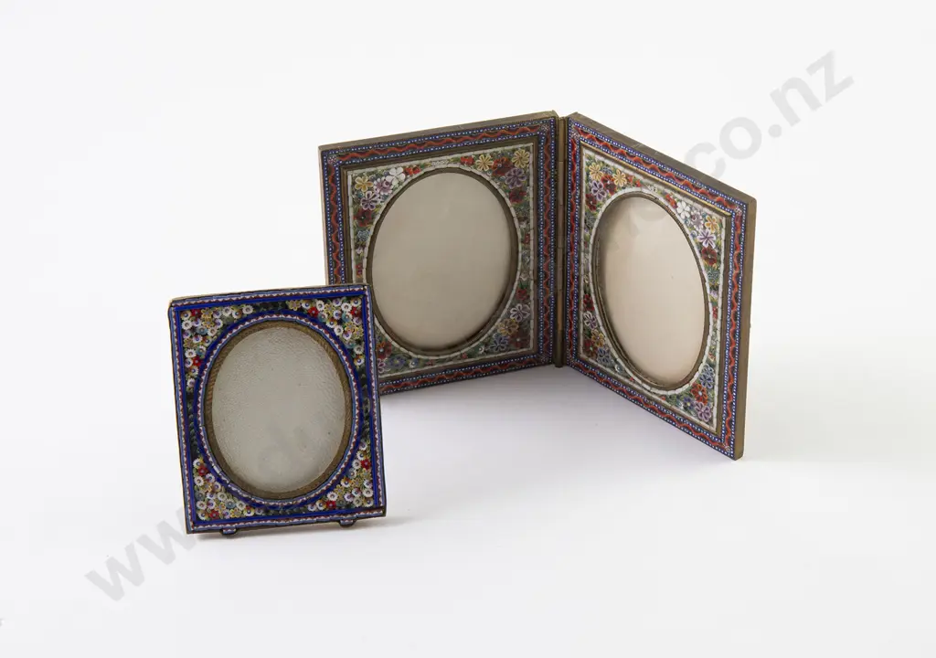 Two C1900 Italian Grand Tour Micro Mosaic Photo Frames Image 1++