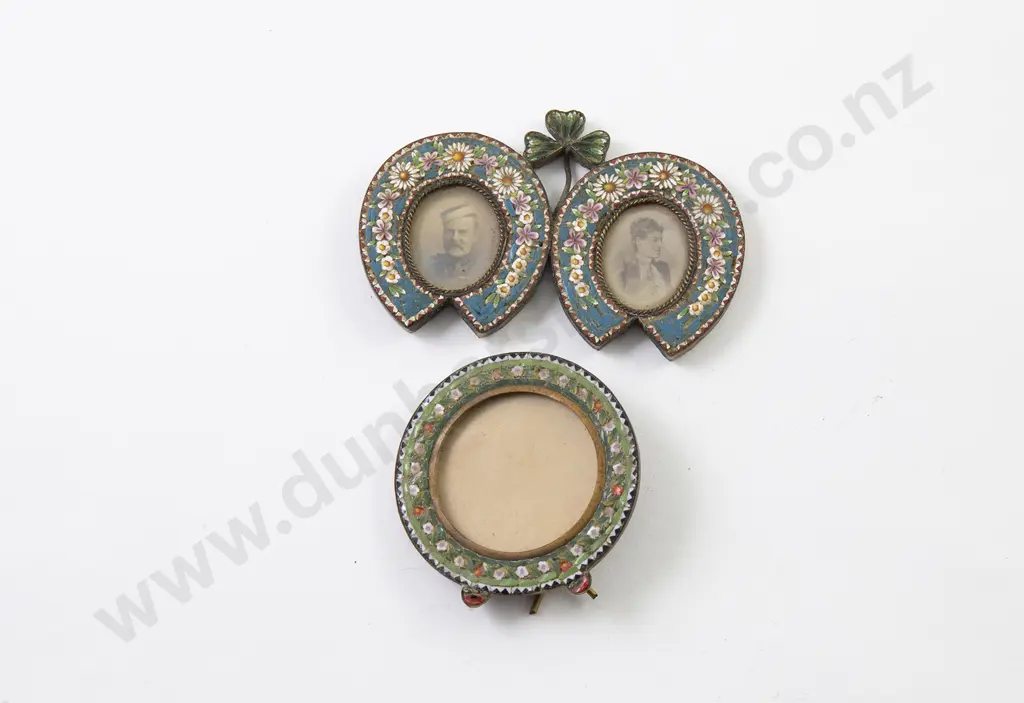 Two C1900 Italian Grand Tour Micro Mosaic Photo Frames Image 1++