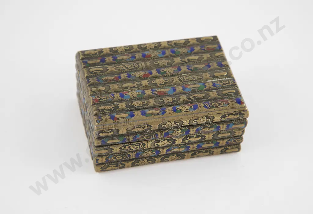 Eastern Bronze & Enamel Cigarette Box Image 1++