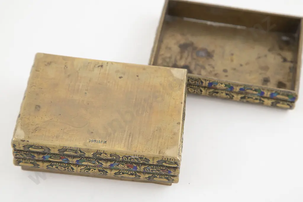 Eastern Bronze & Enamel Cigarette Box Image 1++