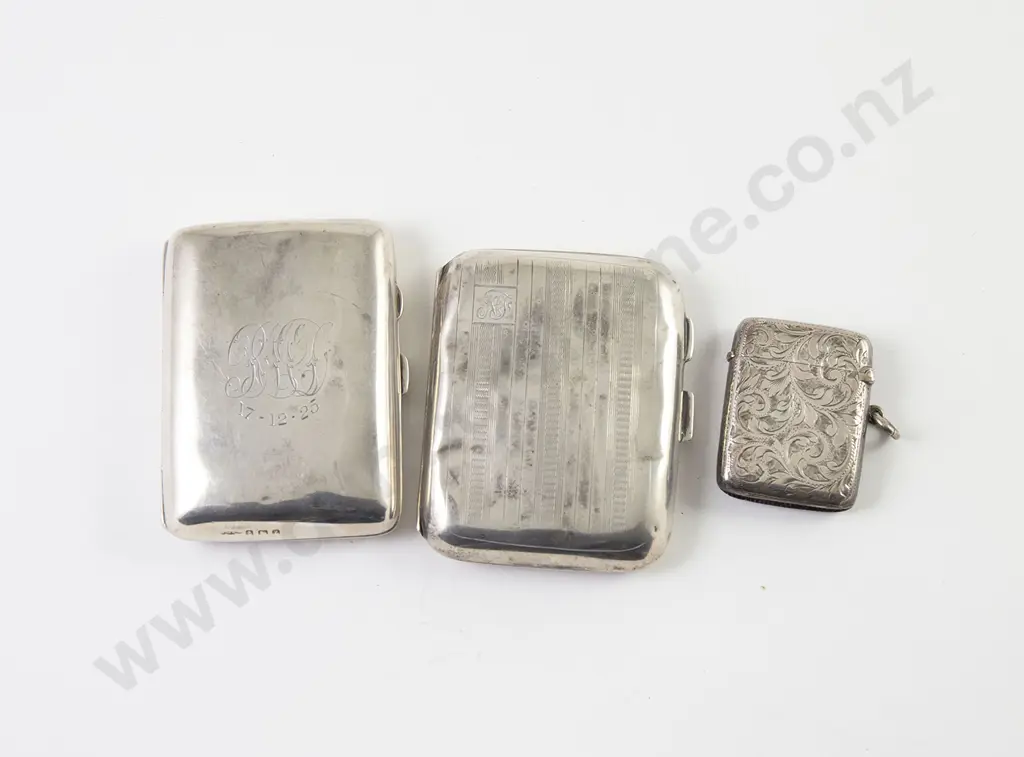 Two S/S Cigarette Cases & Vesta Case Image 1++