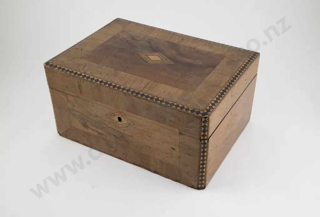 Victorian Faded Walnut Work Box Image 1++