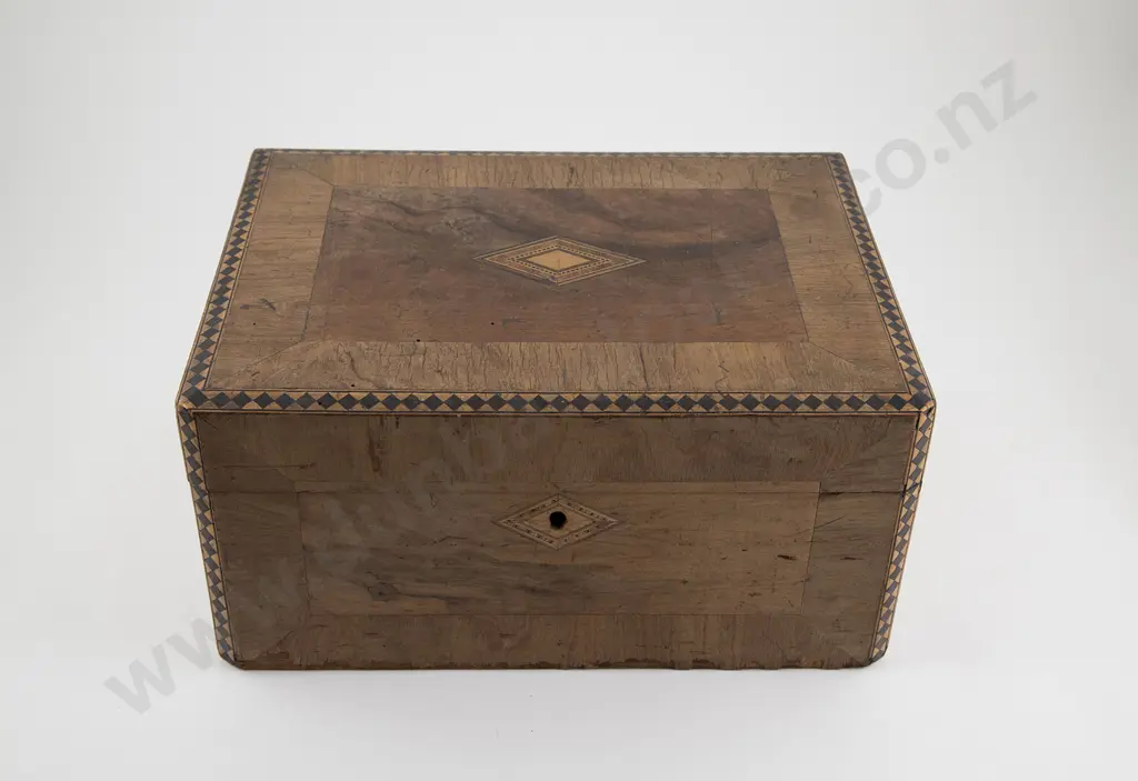 Victorian Faded Walnut Work Box Image 1++