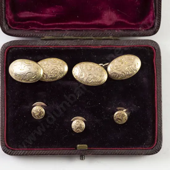 Cased Victorian 9ct Cuff-Links and Skirt Studs