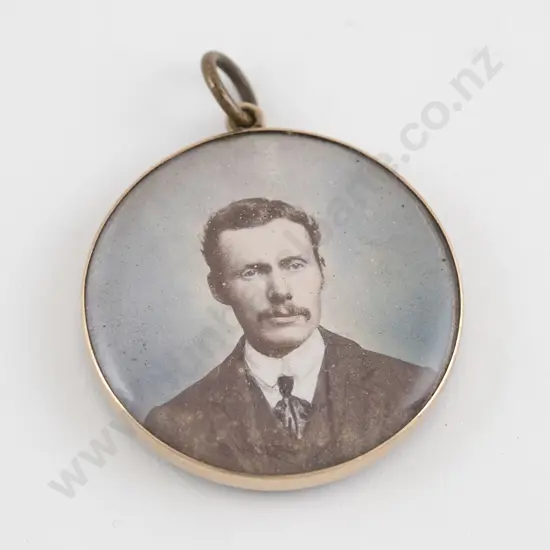 Victorian Gold Framed Miniature Hand Coloured Photo Pendant