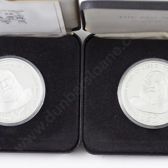 Fiji Islands 1974 $25 Centennial Silver Coin x2