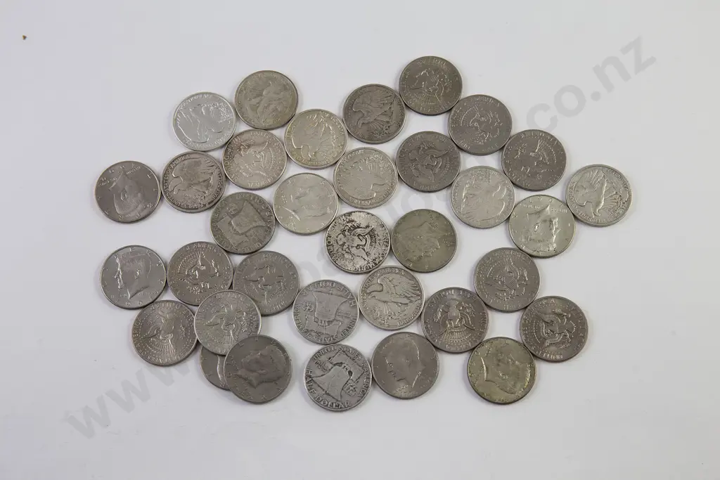 34 US Half Dollar Coins Image 1++