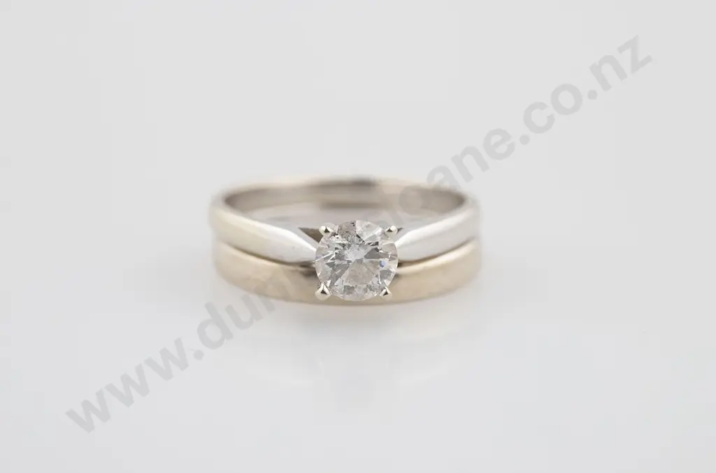 14ct White Gold Solitaire Diamond Ring Image 1++