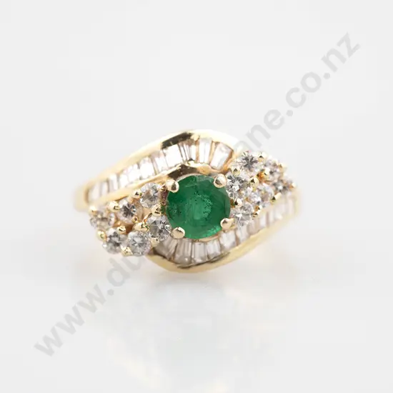 14ct 39stone Emerald & Diamond Ring