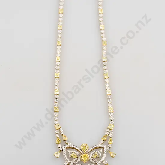 18ct 898stone Fancy Light Yellow Diamond Pendant Necklace
