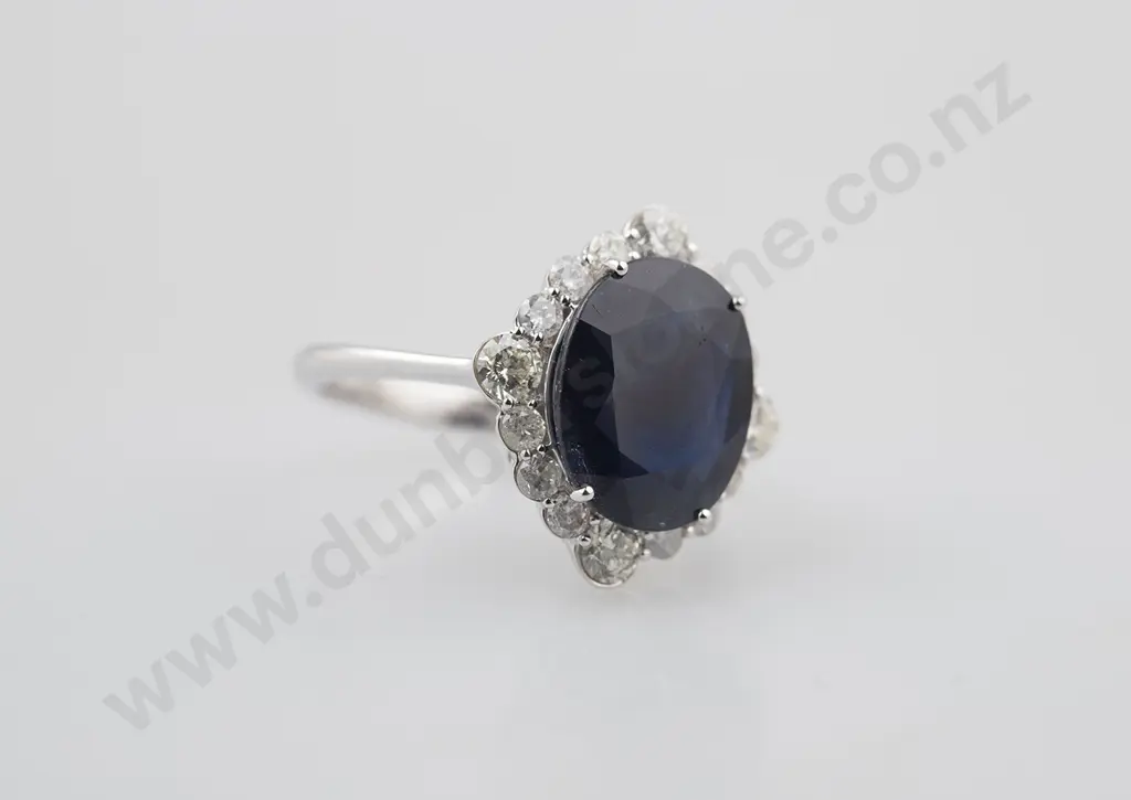 14ct White Gold Sapphire and Diamond Ring Image 1++