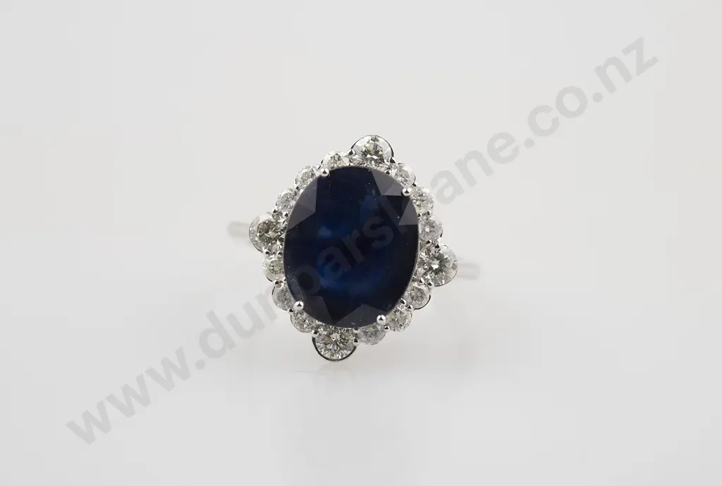 14ct White Gold Sapphire and Diamond Ring Image 1++