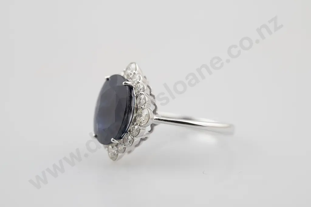 14ct White Gold Sapphire and Diamond Ring Image 1++