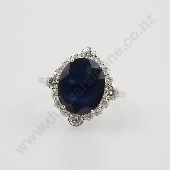 14ct White Gold Sapphire and Diamond Ring