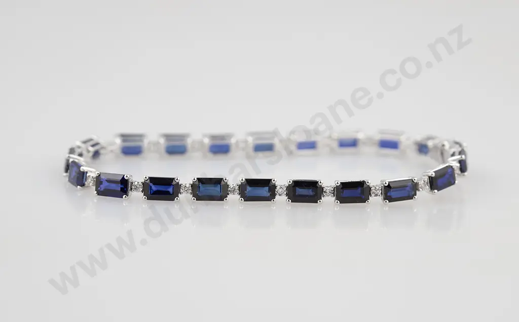 14ct White Gold Sapphire and Diamond Tennis Type Bracelet Image 1++
