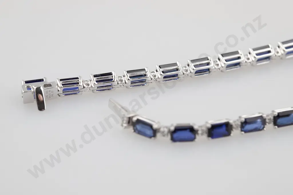 14ct White Gold Sapphire and Diamond Tennis Type Bracelet Image 1++