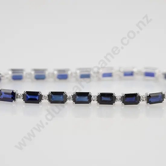 14ct White Gold Sapphire and Diamond Tennis Type Bracelet