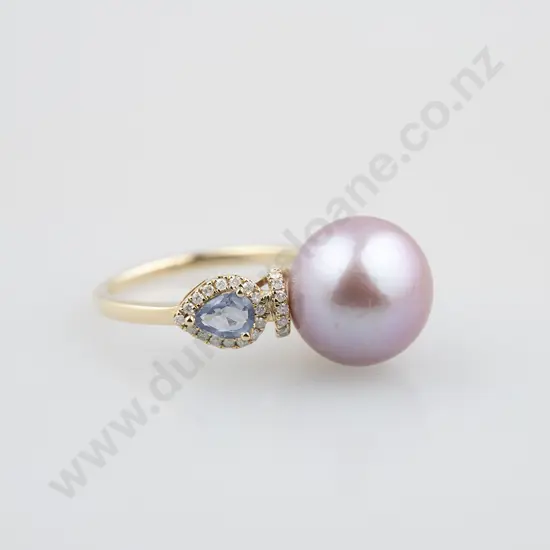 14ct Pearl Sapphire and Diamond Dress Ring