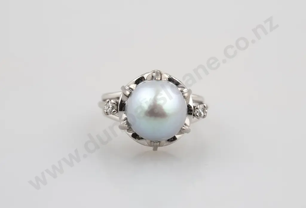 10ct White Single South Sea Pearl Dress Ring Image 1++
