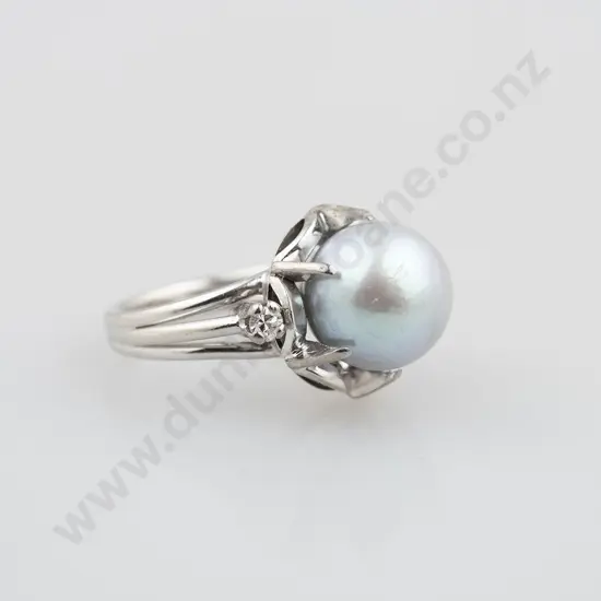 10ct White Single South Sea Pearl Dress Ring