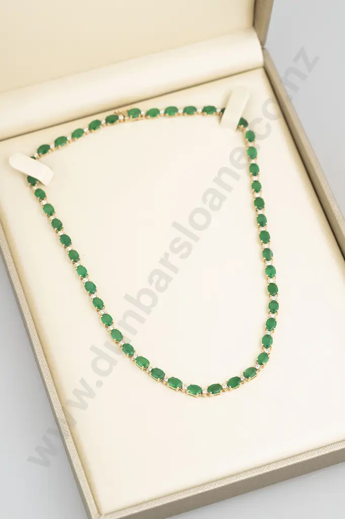 14ct 92stone Emerald & Diamond Necklace Image 1++