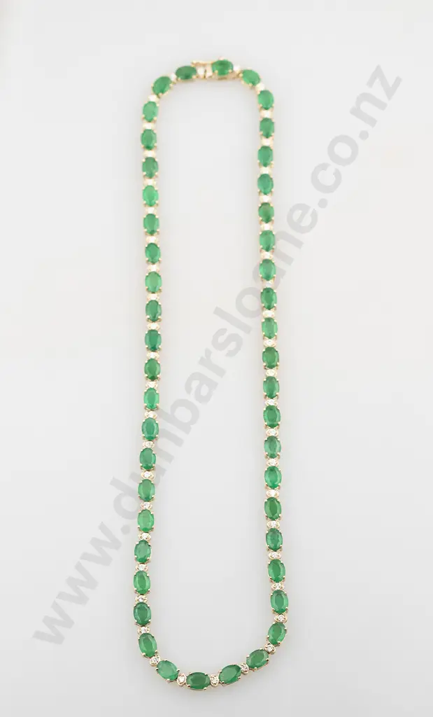 14ct 92stone Emerald & Diamond Necklace Image 1++