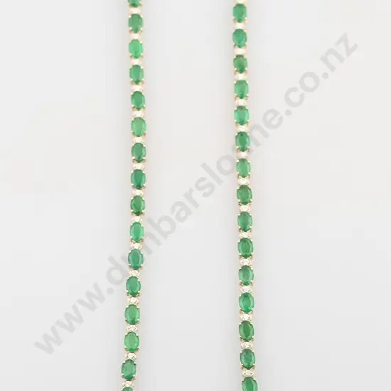 14ct 92stone Emerald & Diamond Necklace