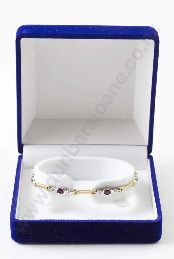 18ct 27stone Ruby and Diamond Modern Design Hinged Link Necklace Image 1++