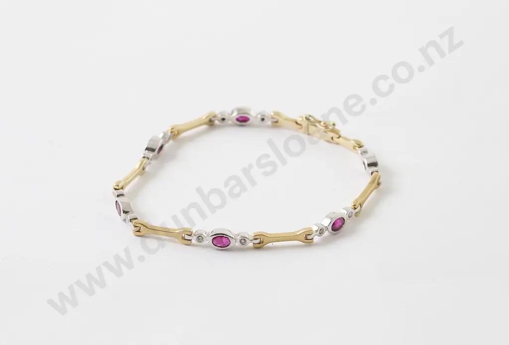 18ct 27stone Ruby and Diamond Modern Design Hinged Link Necklace Image 1++