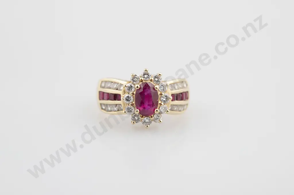 14ct 37stone Ruby & Diamond Cluster Ring Image 1++