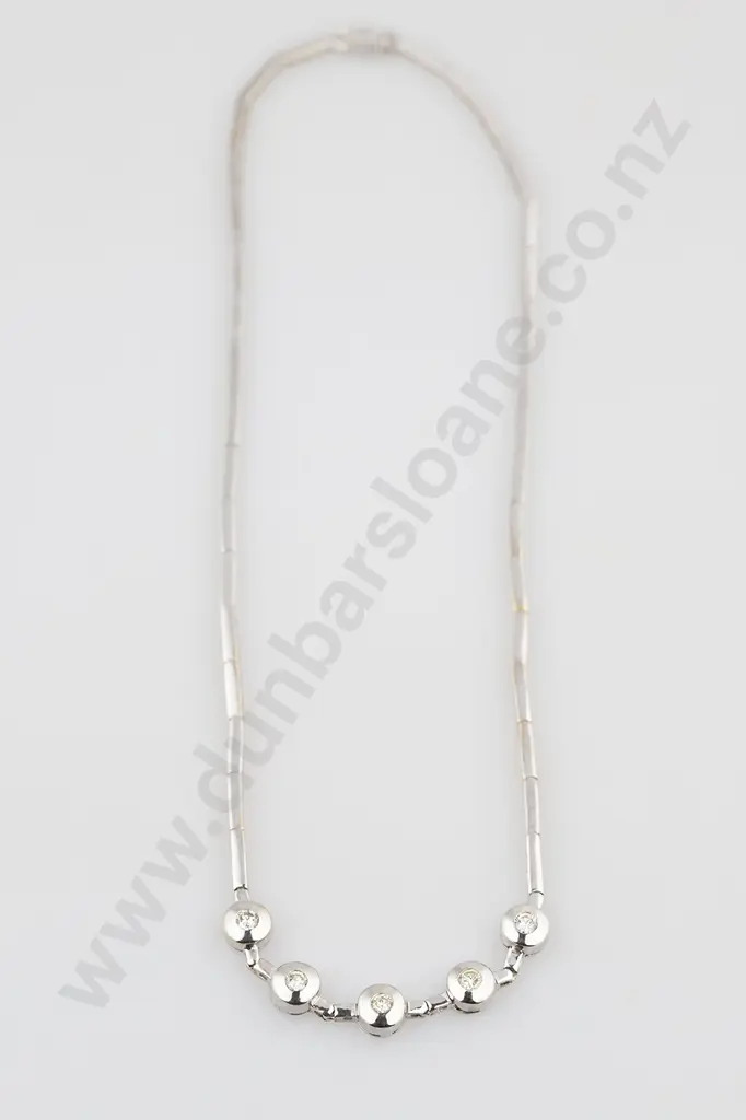 14ct White Gold Diamond Necklace Image 1++