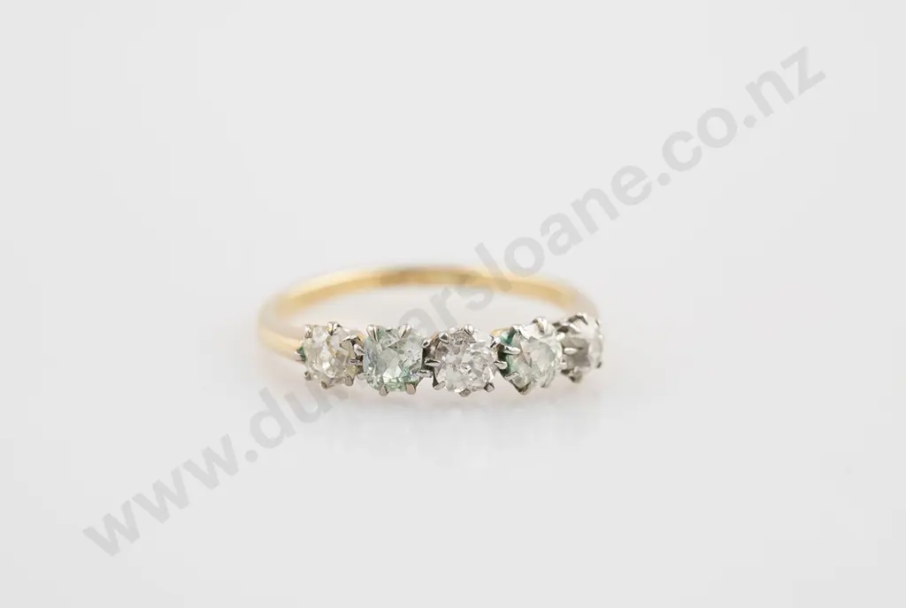 Victorian 18ct Five Diamond Bridge Ring Image 1++