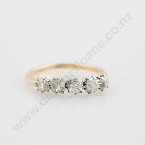 Victorian 18ct Five Diamond Bridge Ring