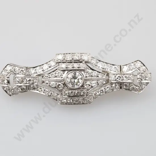 Art Deco All Platinum 73stone Diamond Brooch
