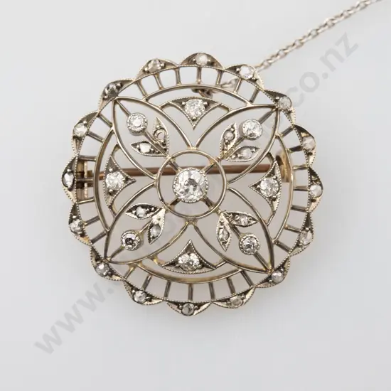 Edwardian 9ct Diamond Circular Target Brooch