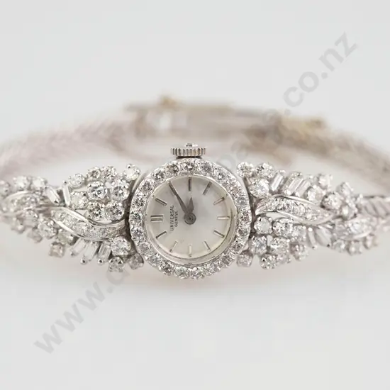Universal All 14ct White Gold Ladies Diamond Cocktail Wrist Watch