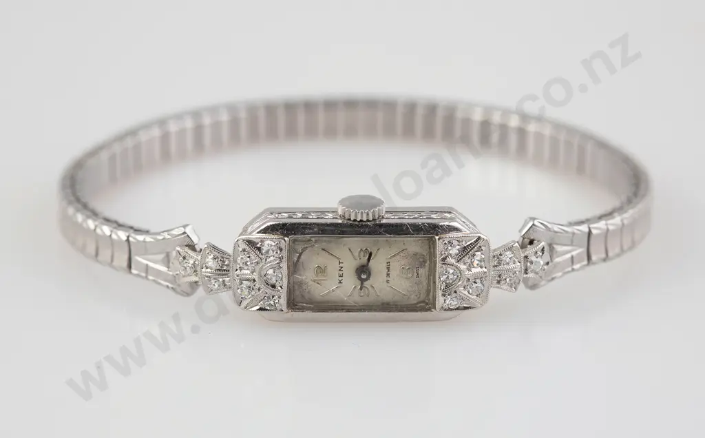 Kent Platinum and Diamond Case Ladies Cocktail Wrist Watch Image 1++