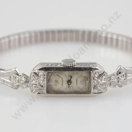 Kent Platinum and Diamond Case Ladies Cocktail Wrist Watch